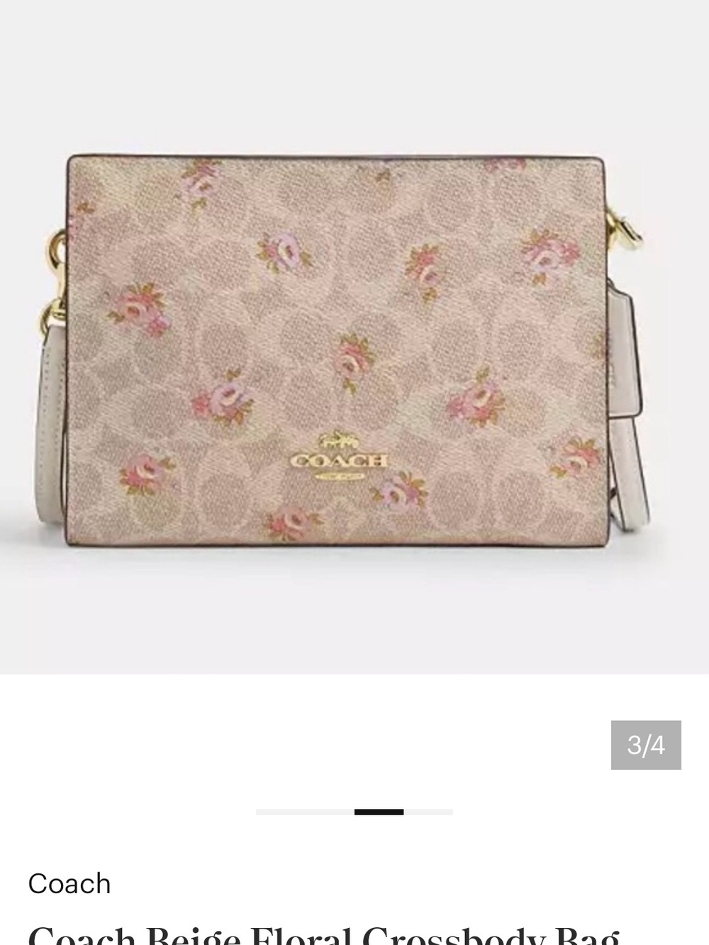 Coach Slim Beige Floral Signature Crossbody